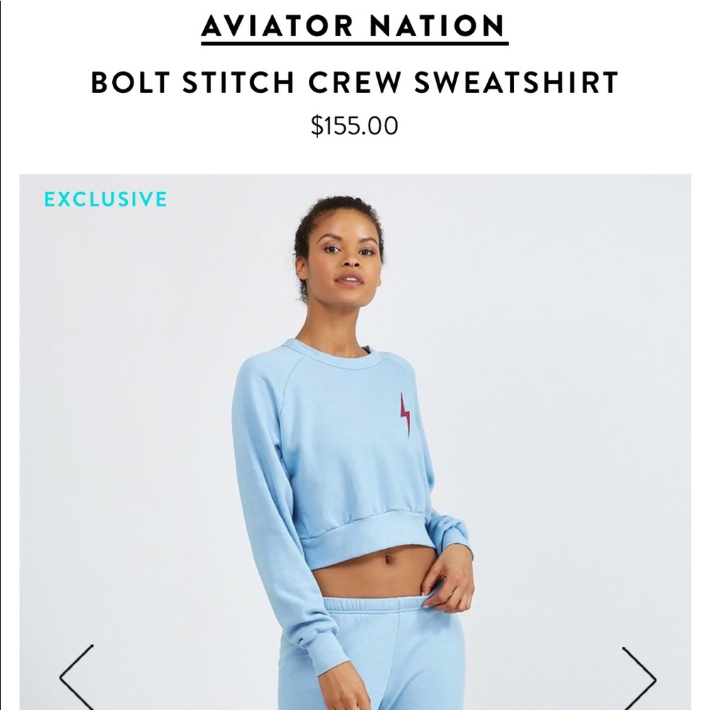 Aviator Nation Bolt Cropped Sweatshirt - BANDIER - Picture 3 of 4